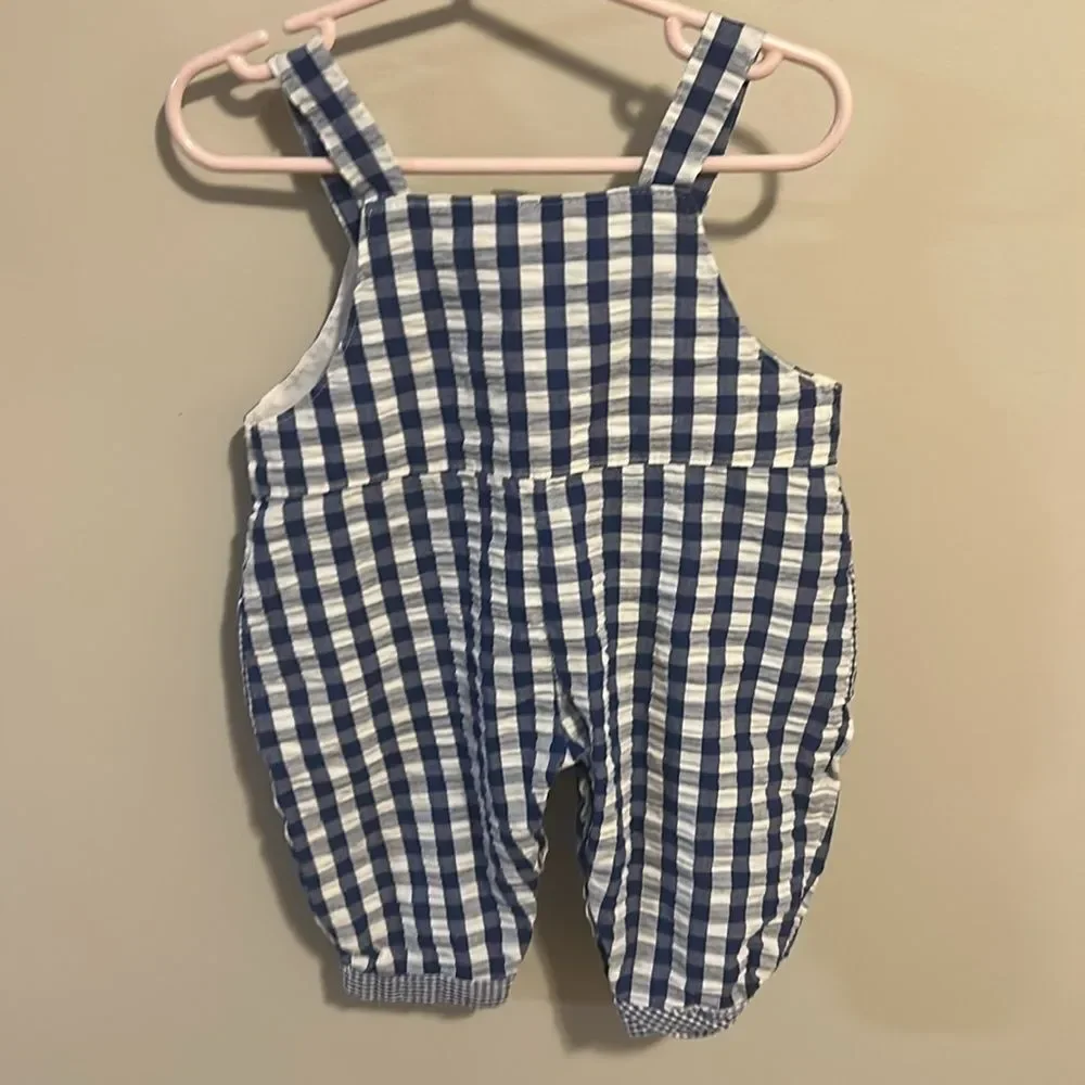 Baby Boy Smocked Button Down Overalls. Size 3-6 Months